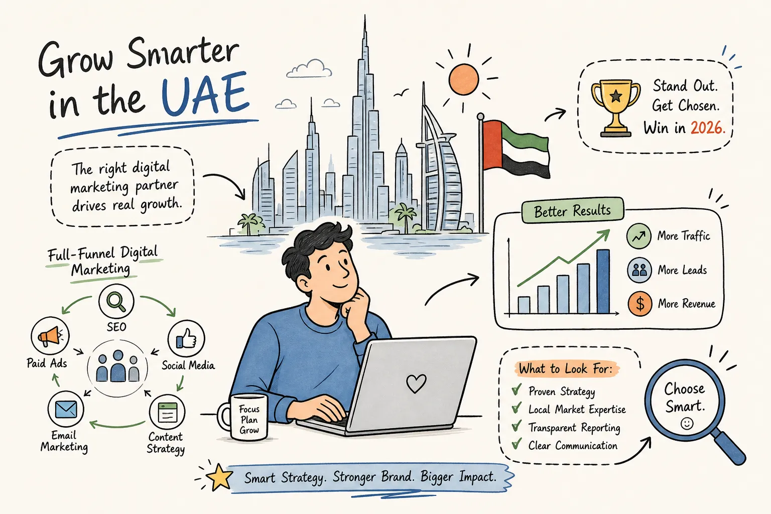 Digital marketing services in the UAE buyer guide illustration